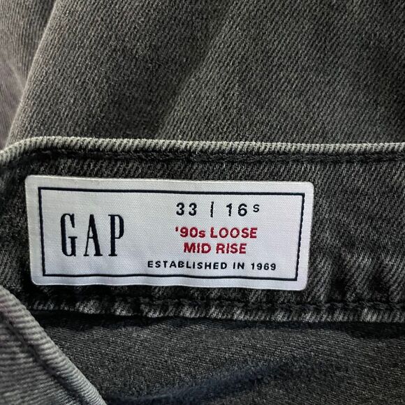 GAP 90s Loose Mid Rise Jeans Denim Jeans Cotton Black Women's Size 33 16R - Picture 5 of 8